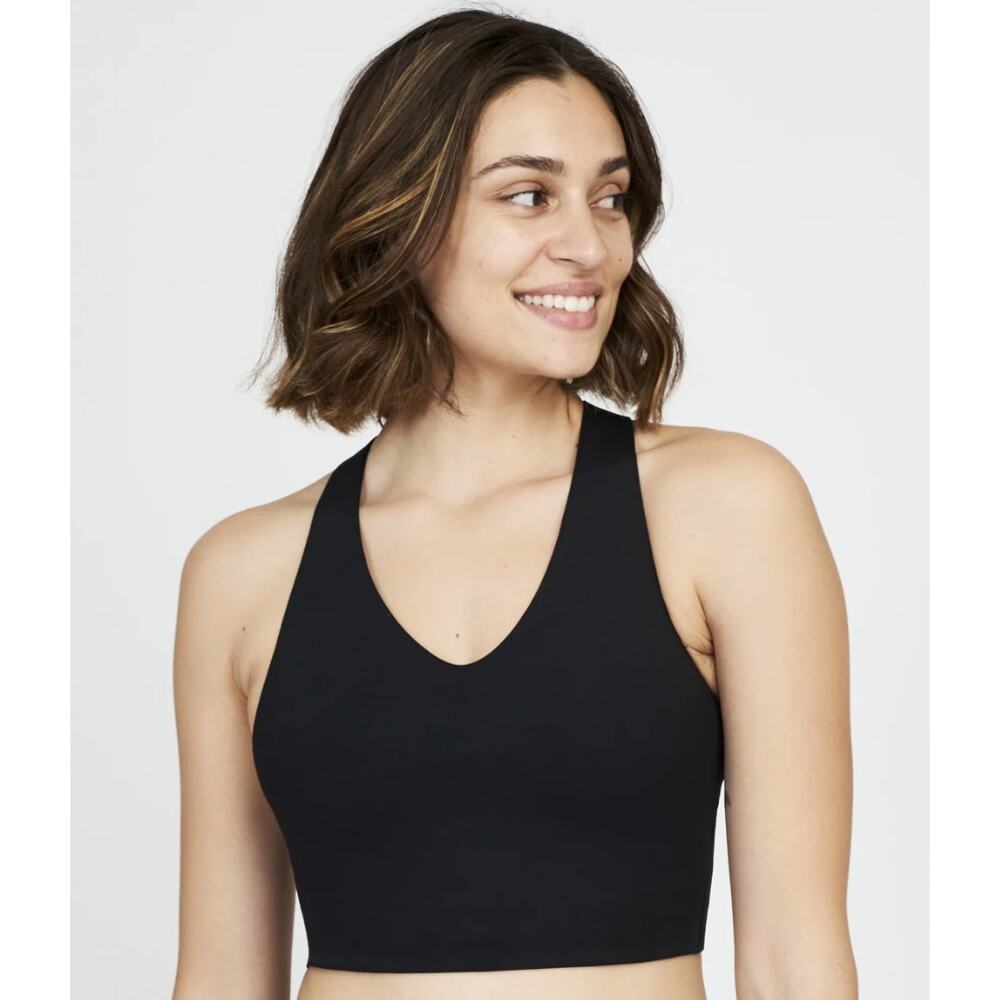 SPANX Black Seamless V-Neck Longline Bralette